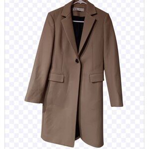 Zara Womens Oversized Coat Size XS Tan Preppy Academia Quiet Luxury